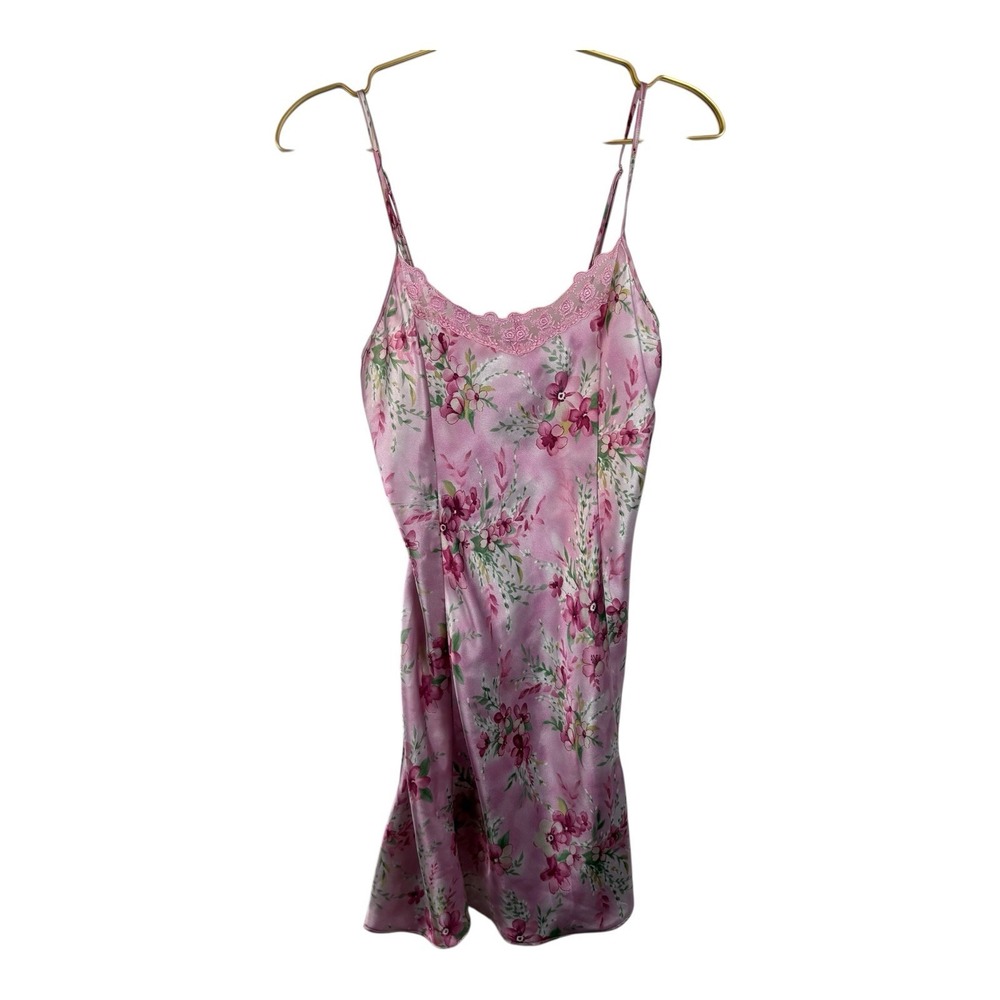 Vintage Y2K Pink‎ Floral Slip Dress Nightgown Size Small